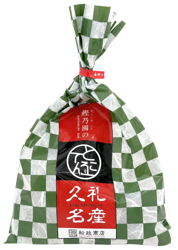 市松柄の袋入りところてん(松政商店・久礼名産)
